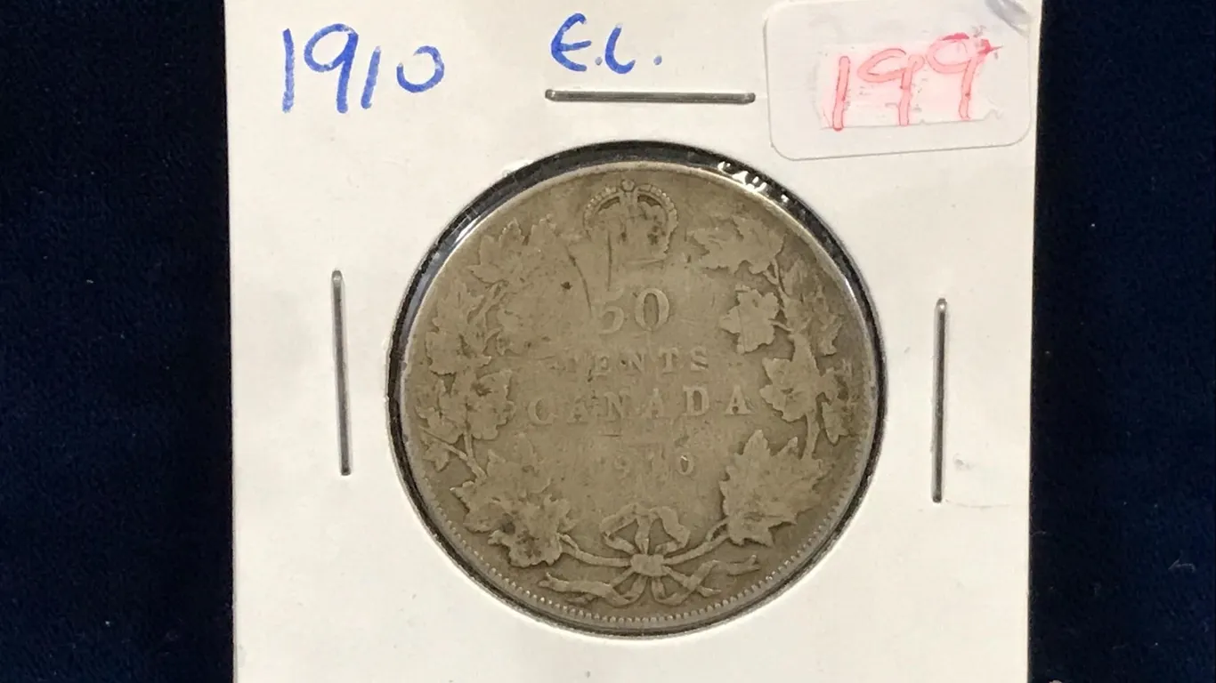 1910 Canadian Silver 50 Cent Piece