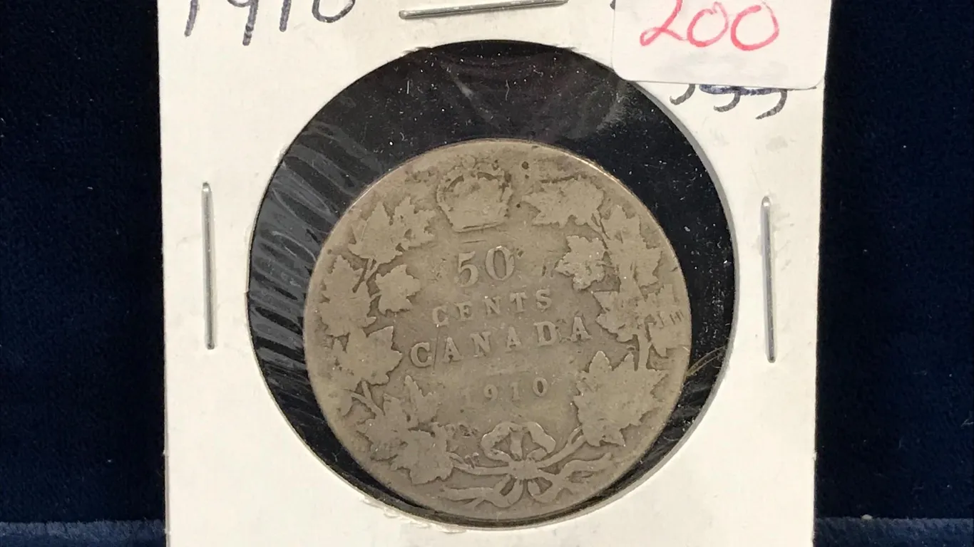 1910 Canadian Silver 50 Cent Piece