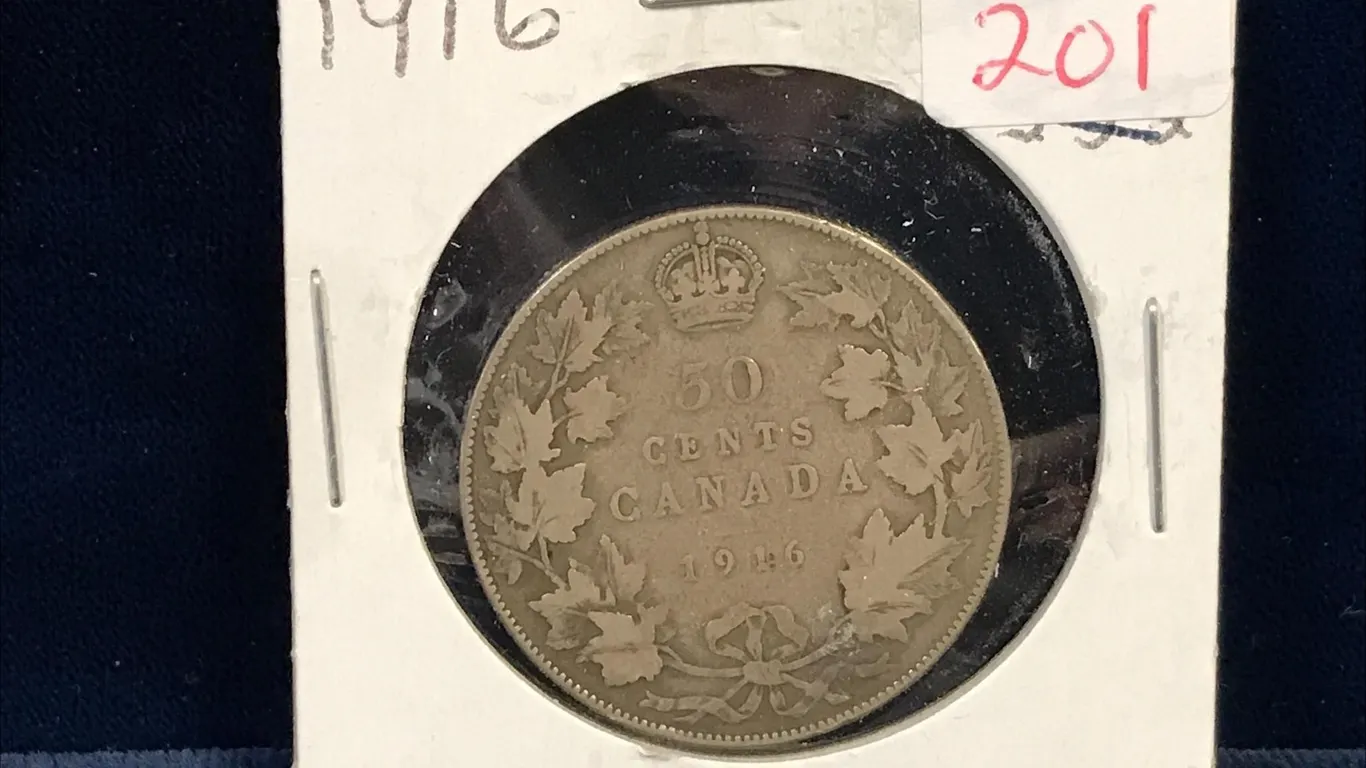 1916 Canadian Silver 50 Cent Piece