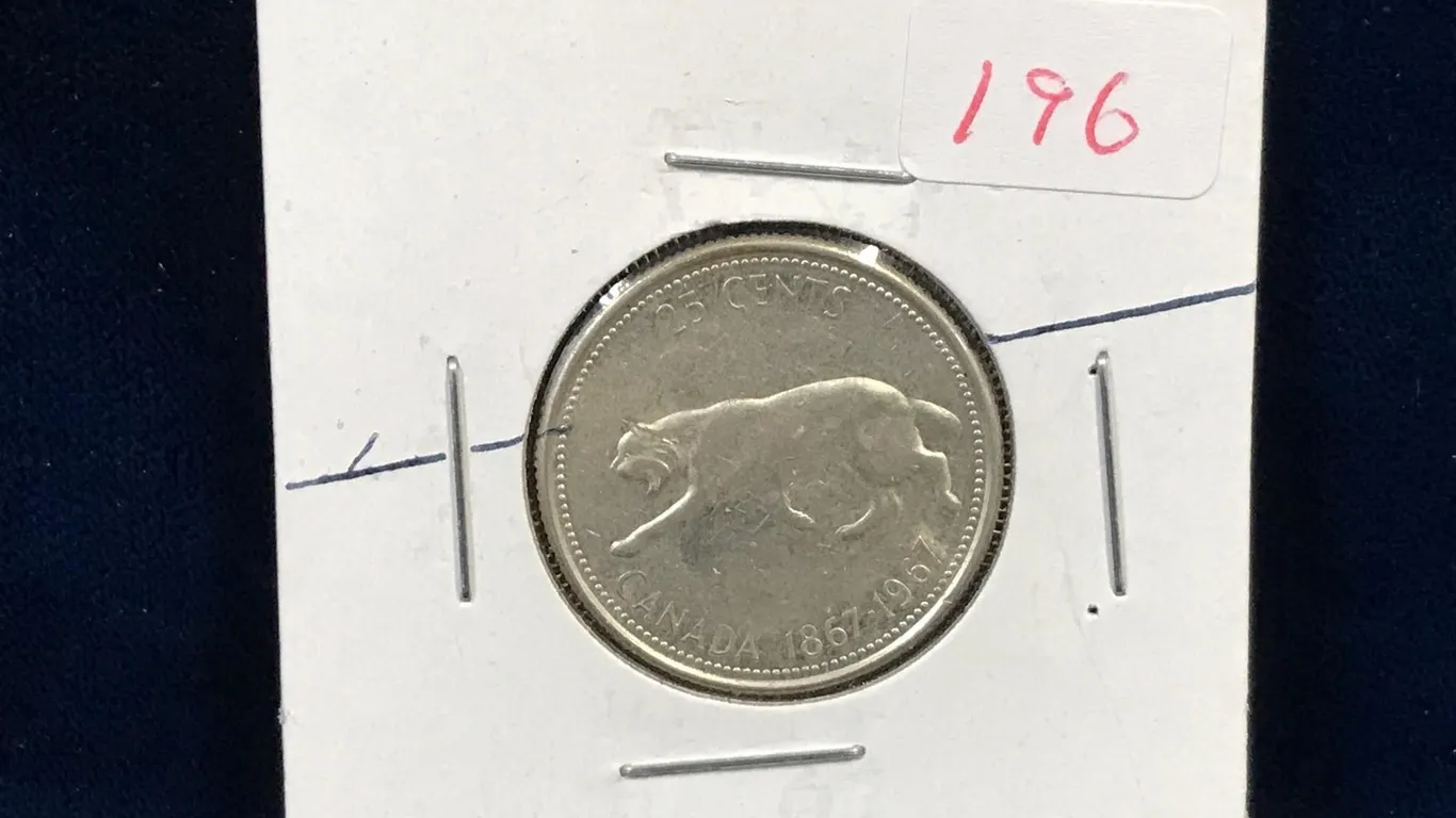 1967 Canadian Silver 25 Cent Piece Rotated