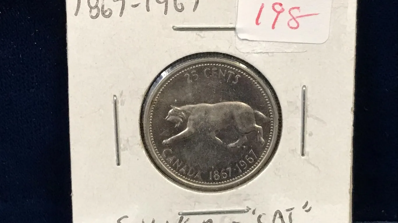 1967 Canadian Silver 25 Cent Piece Rotated