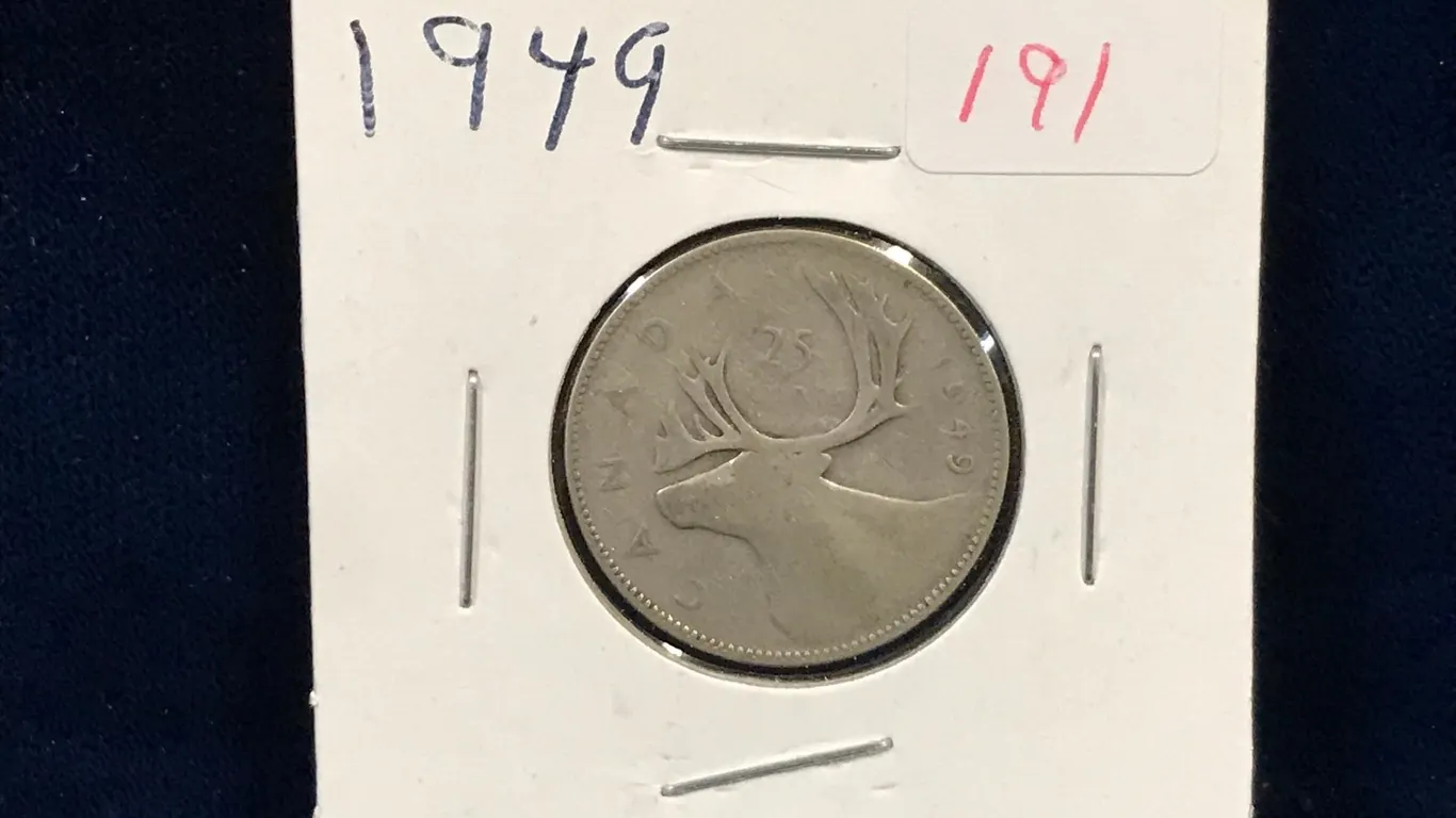 1949 Canadian Silver 25 Cent Piece