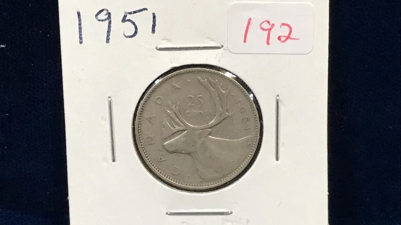 1951 Canadian Silver 25 Cent Piece