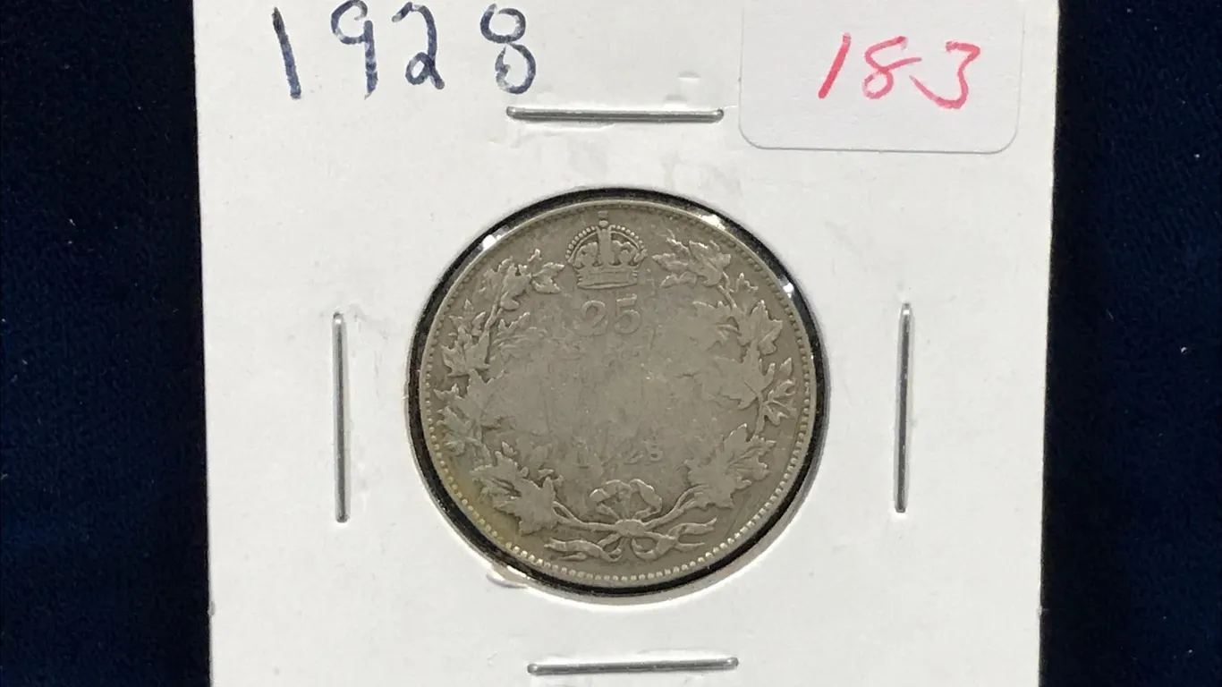 1928 Canadian Silver 25 Cent Piece