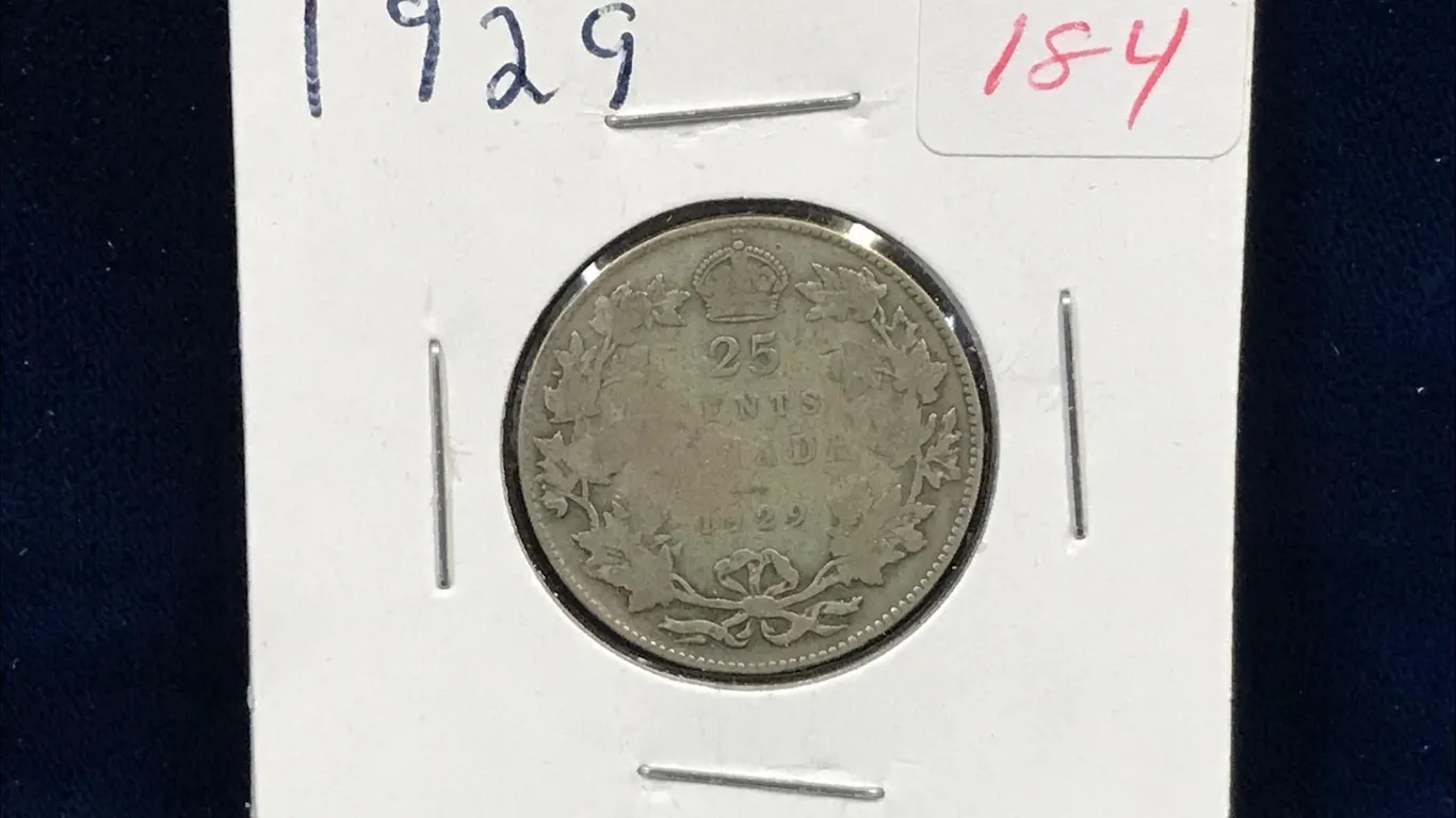 1929 Canadian Silver 25 Cent Piece