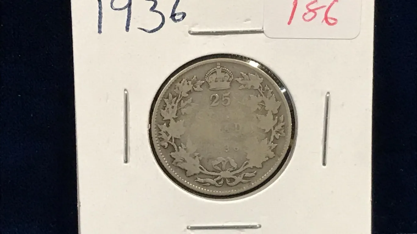 1936 Canadian Silver 25 Cent Piece