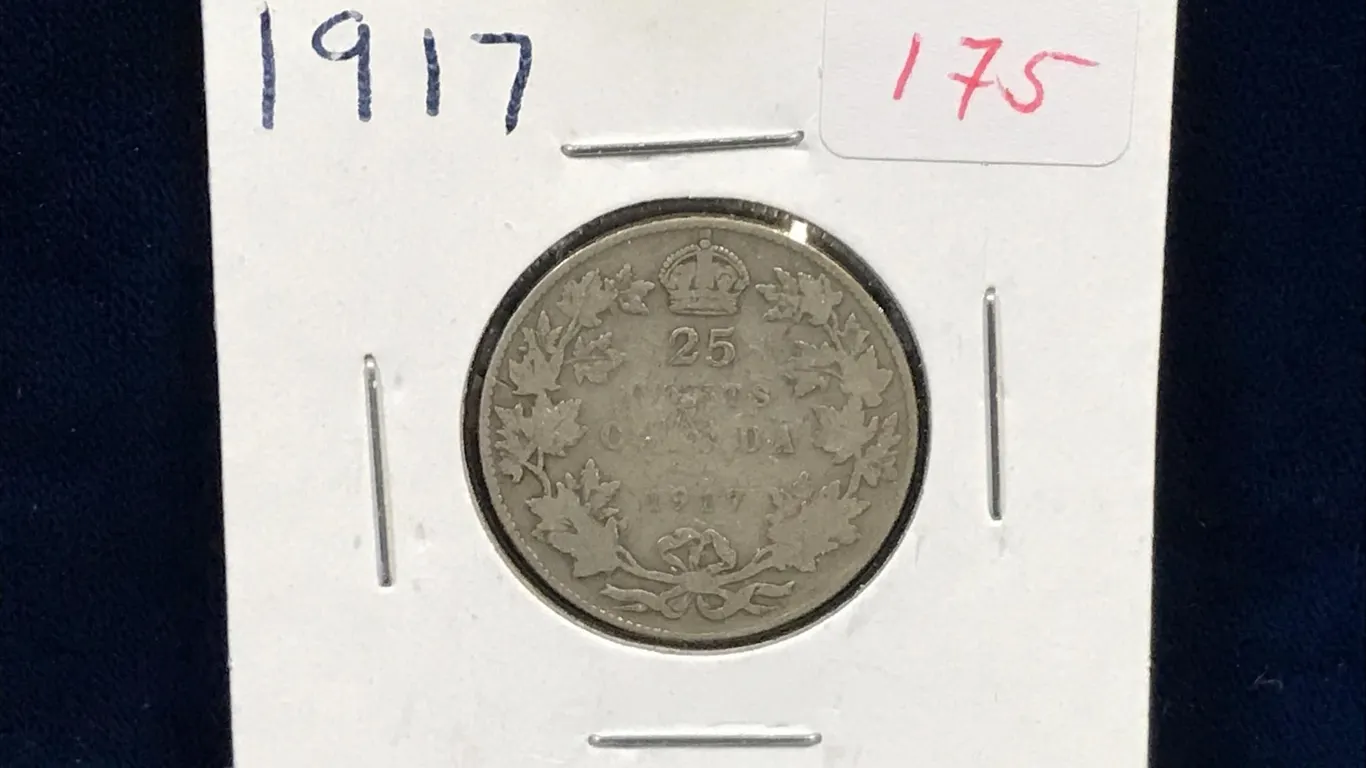 1917 Canadian Silver 25 Cent Piece