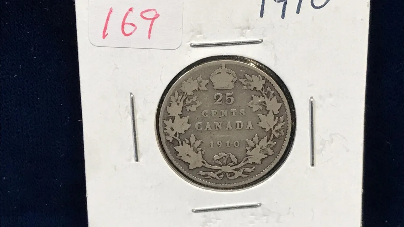 1910 Canadian Silver 25 Cent Piece