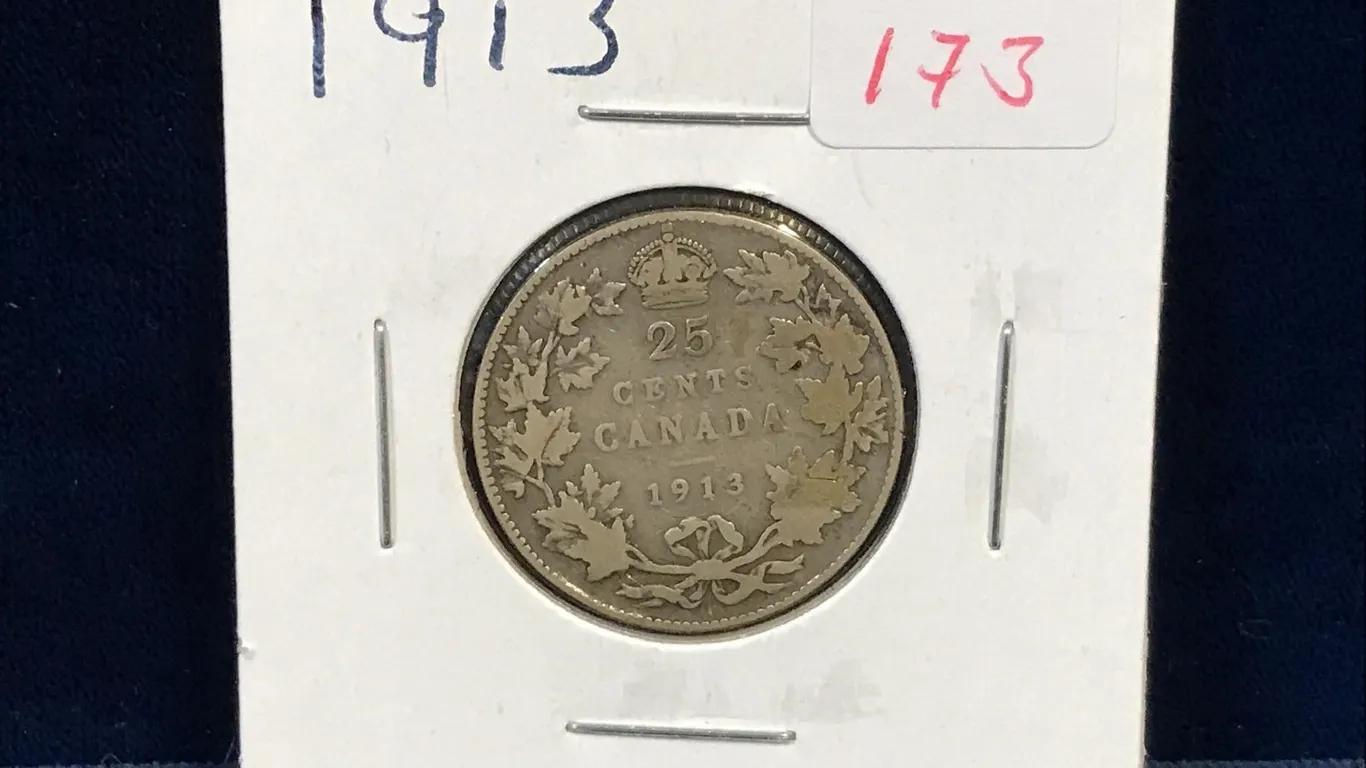 1913 Canadian Silver 25 Cent Piece