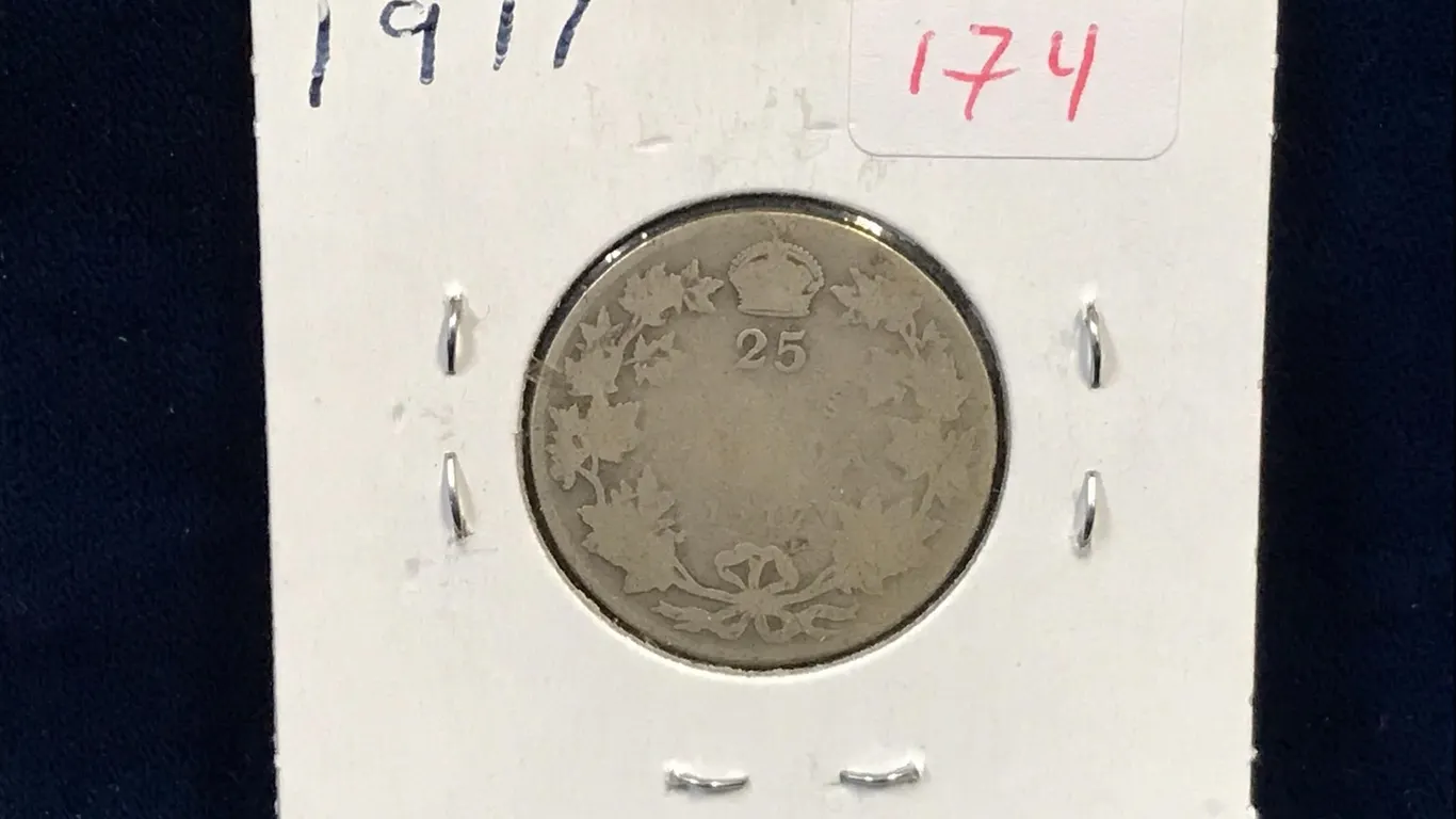 1917 Canadian Silver 25 Cent Piece