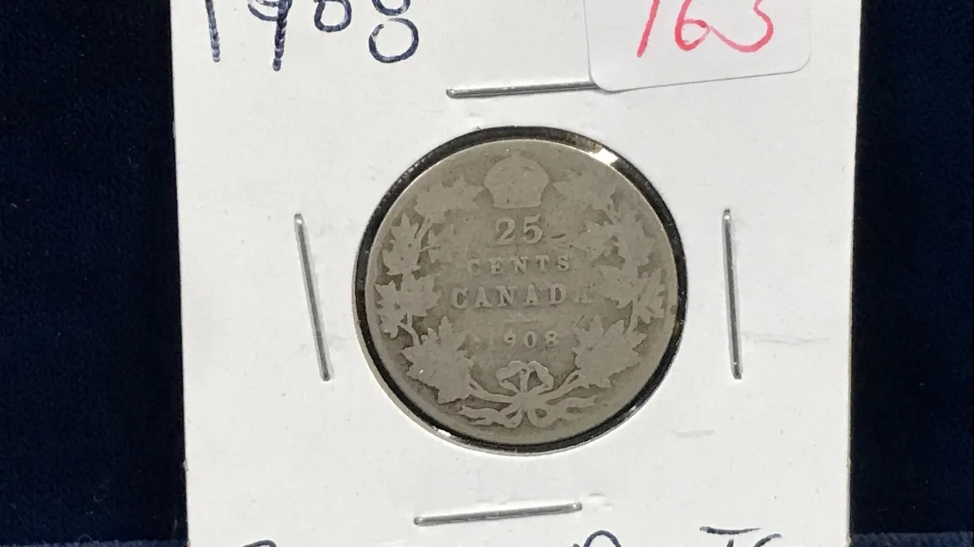 1908 Canadian Silver 25 Cent Piece