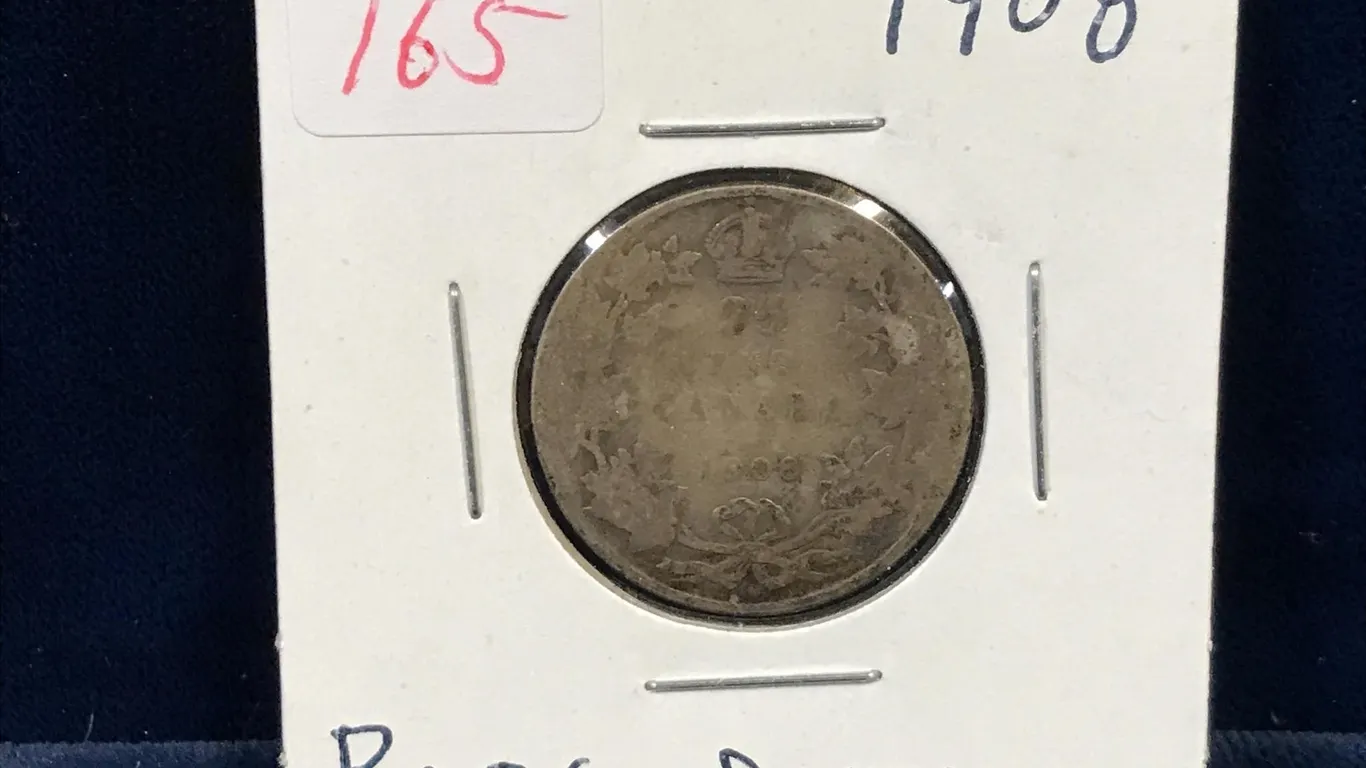 1908 Canadian Silver 25 Cent Piece