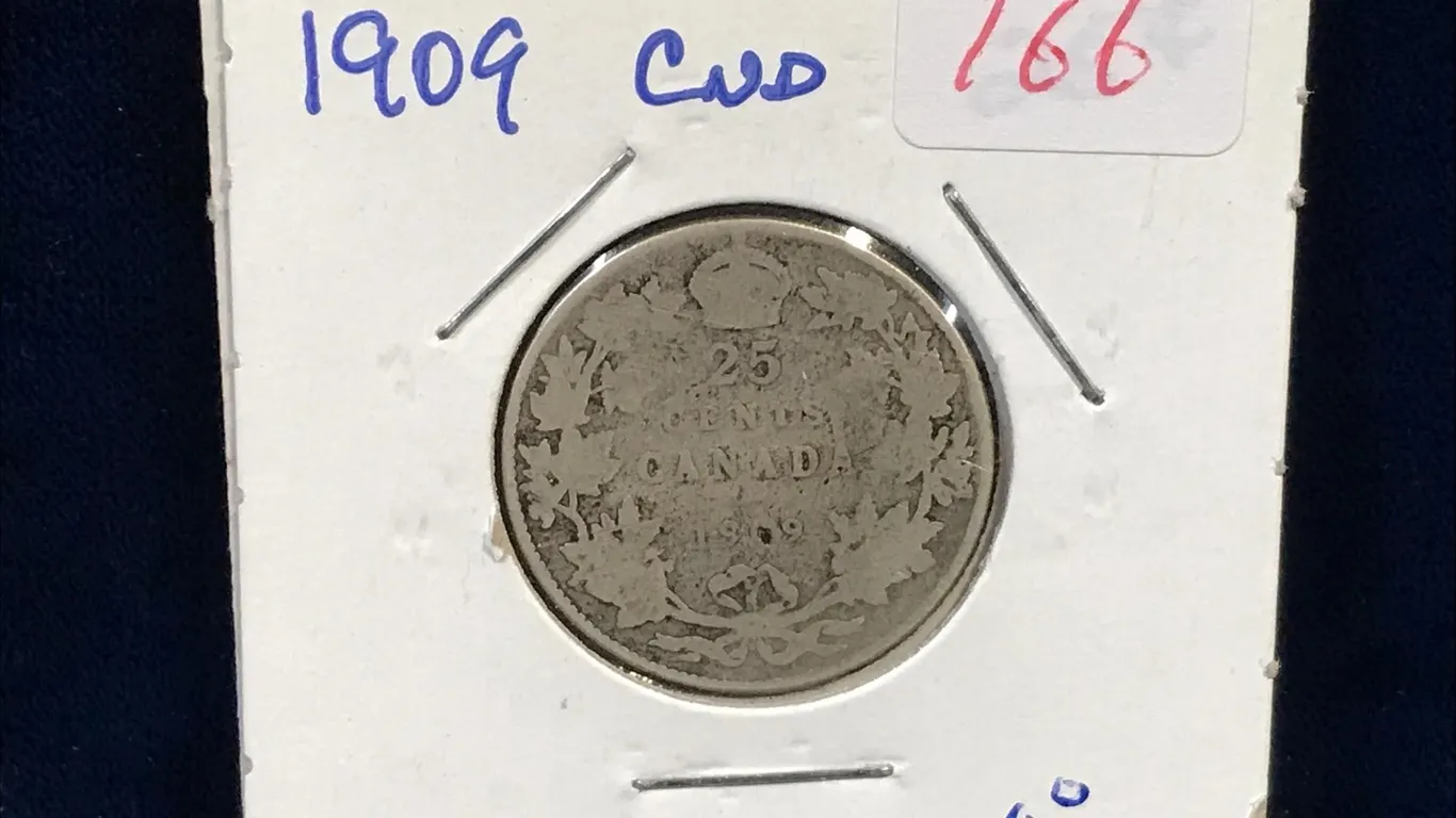 1909 Canadian Silver 25 Cent Piece