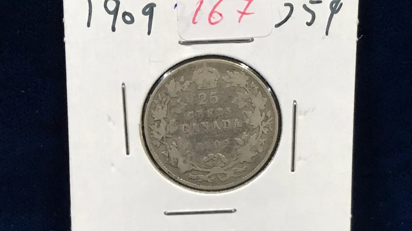 1909 Canadian Silver 25 Cent Piece