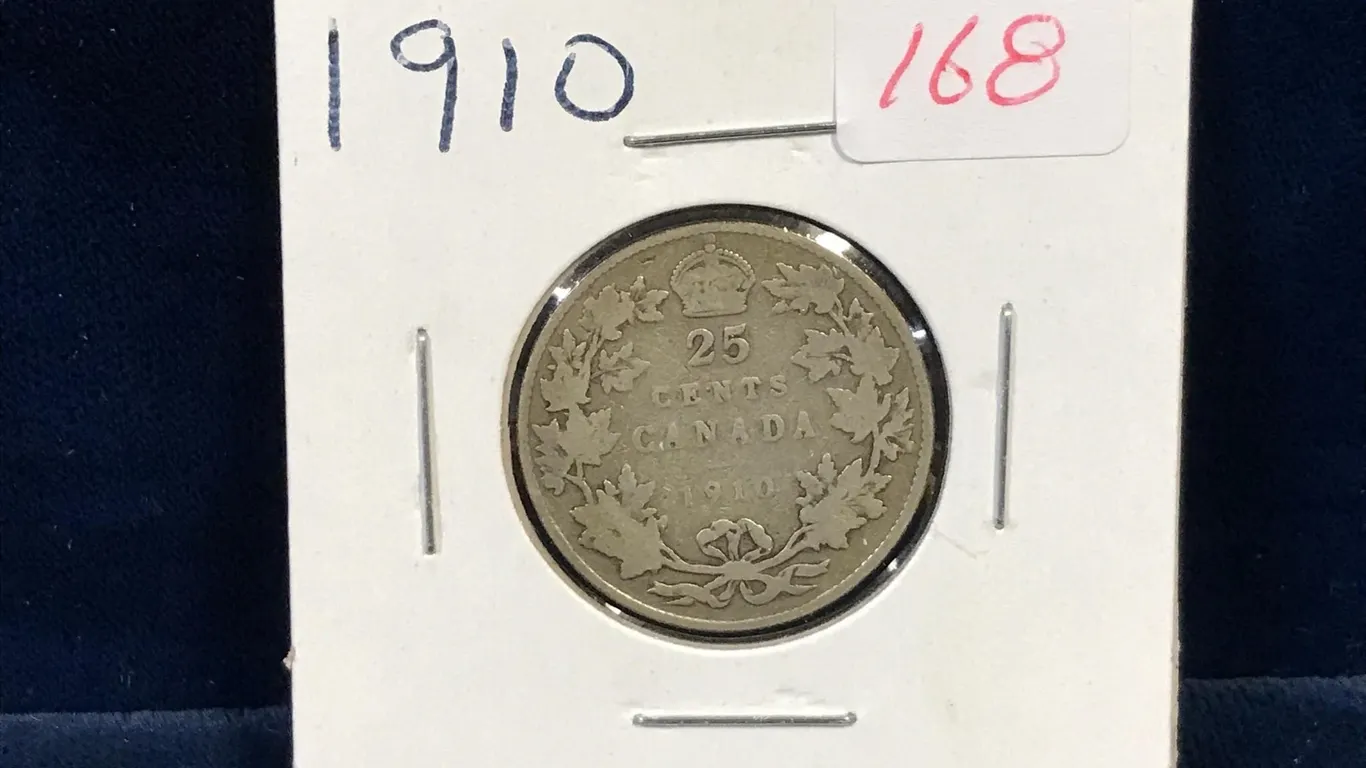 1910 Canadian Silver 25 Cent Piece