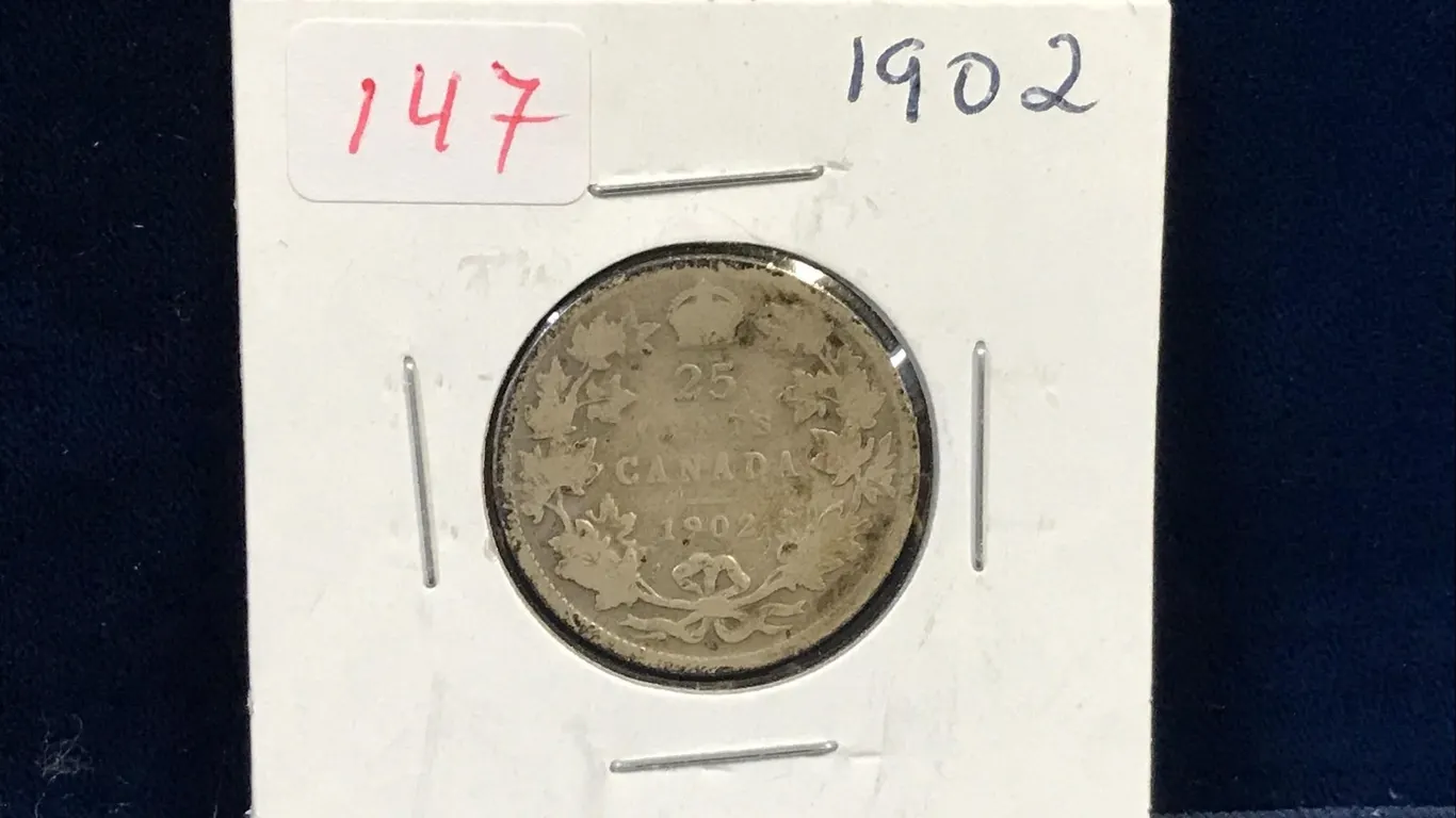 1902 Canadian Silver 25 Cent Piece