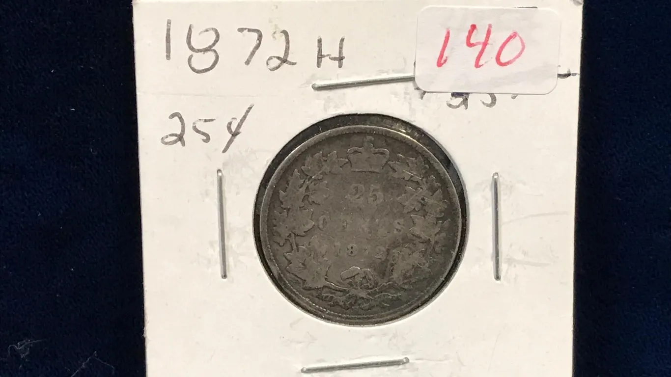 1872 H Canadian Silver 25 Cent Piece