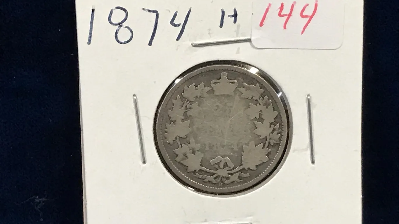 1874 H Canadian Silver 25 Cent Piece