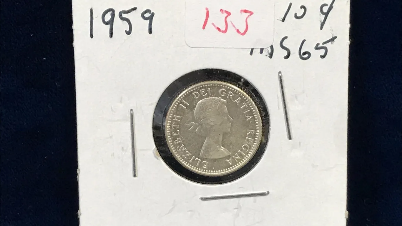 1959 Canadian Silver Ten Cent Piece
