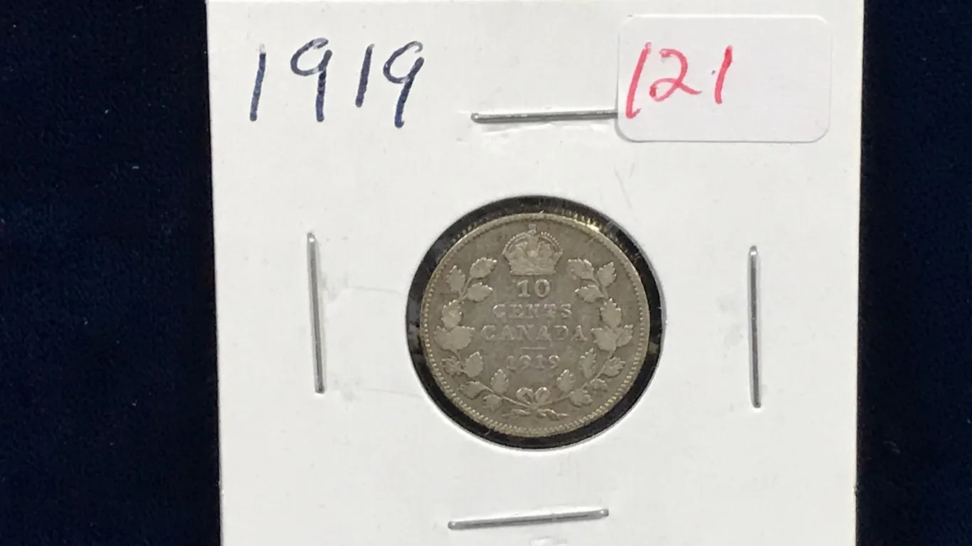 1919 Canadian Silver Ten Cent Piece