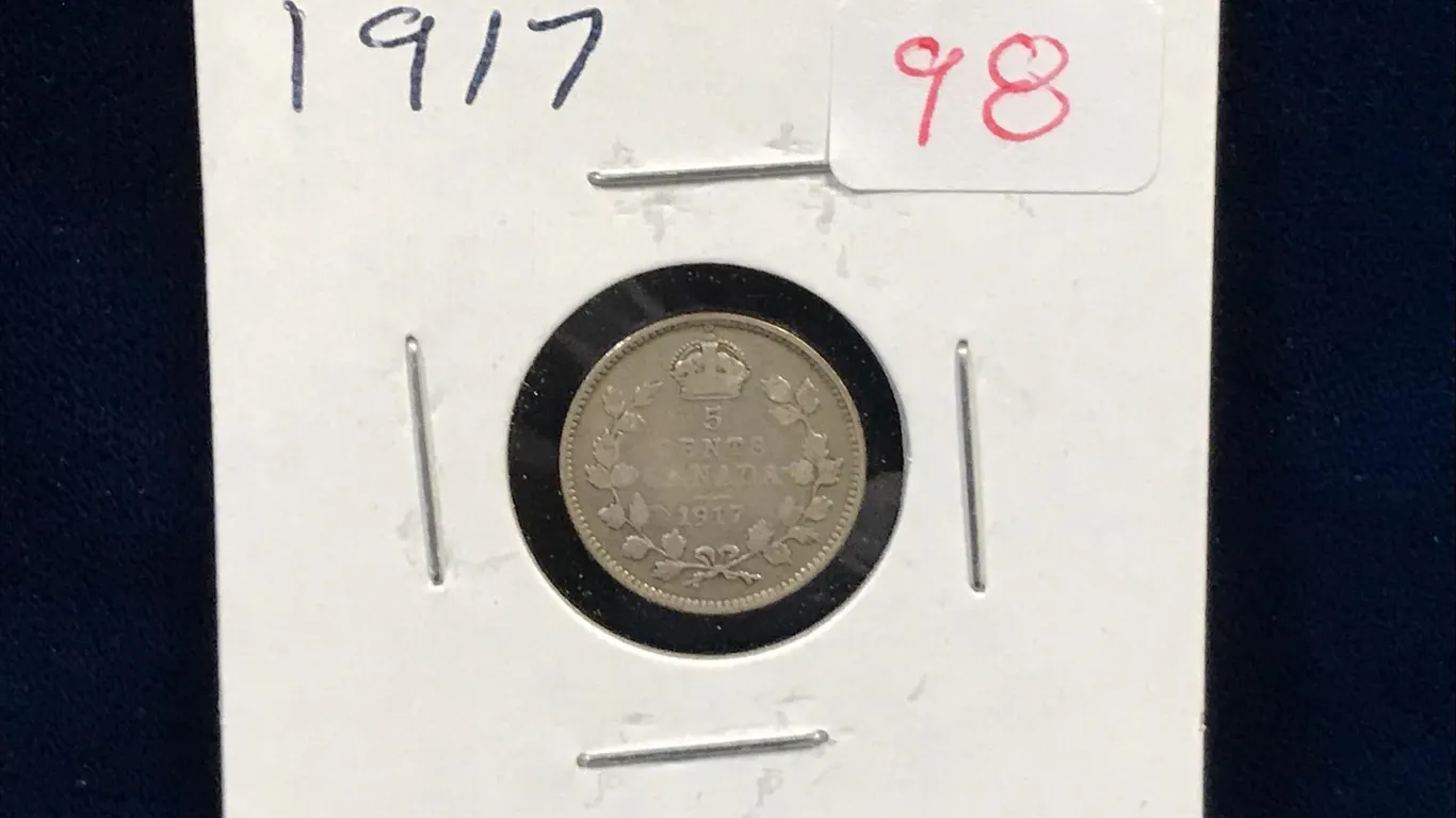 1917 Canadian Silver 5 Cent Piece