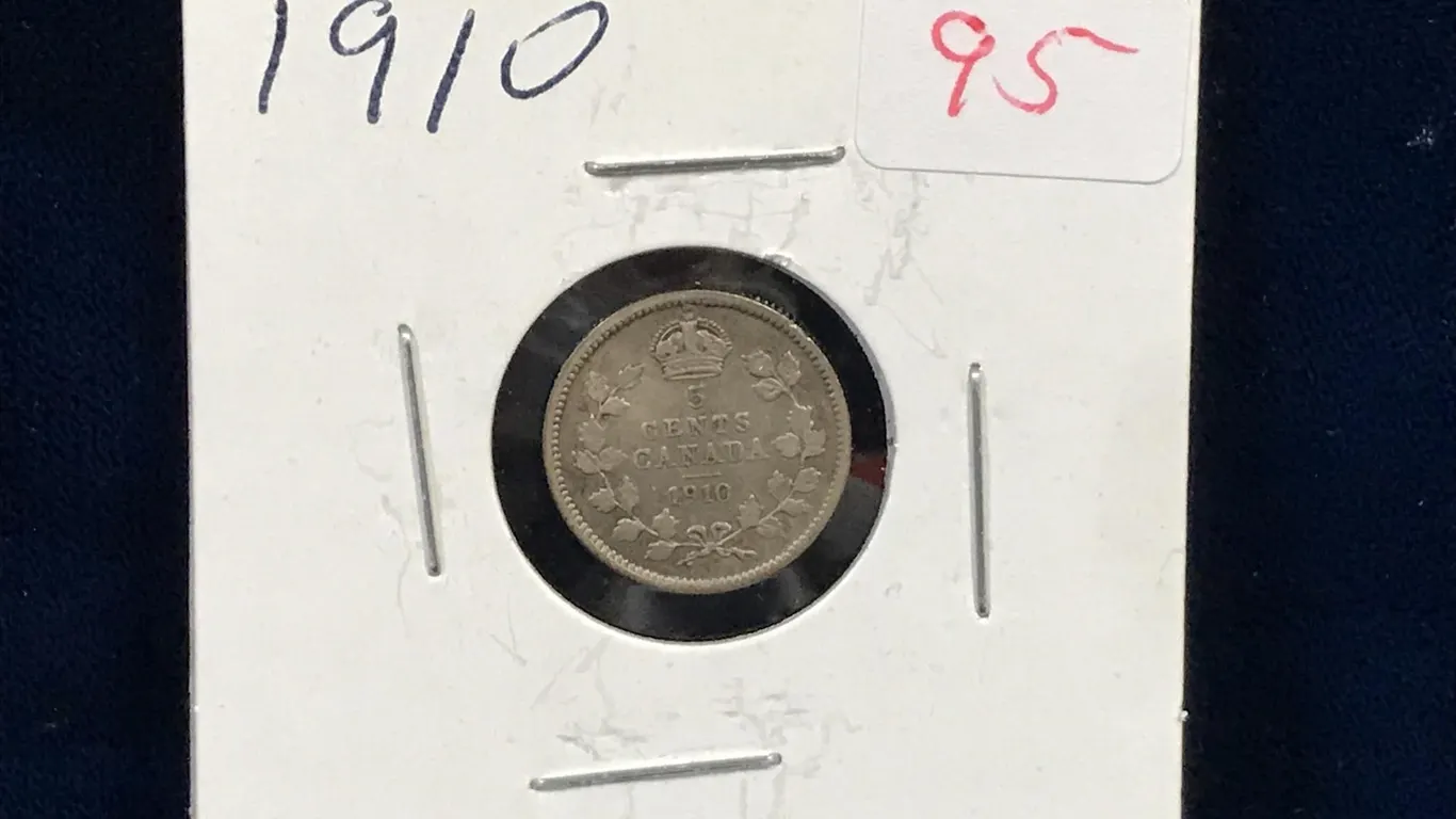 1910 Canadian Silver 5 Cent Piece