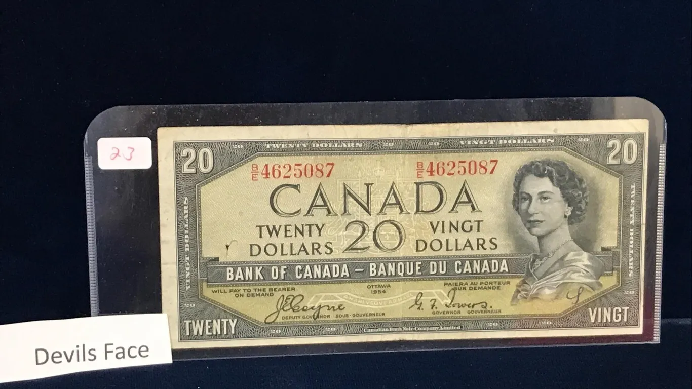 1954 Canadian Devil's Face $20 Bank Note