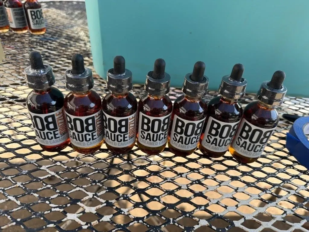 Seven bottles of Bob sauce