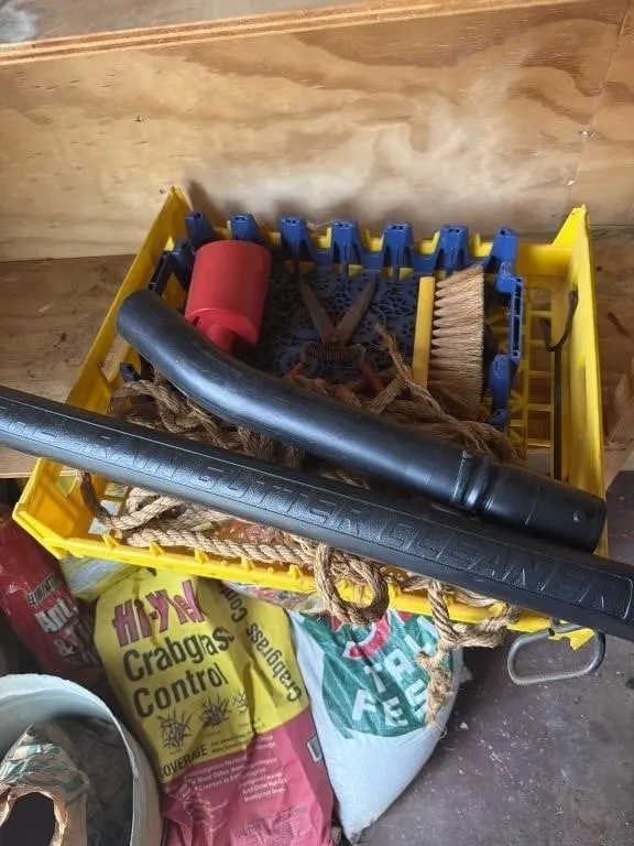 A crate of tools and rope