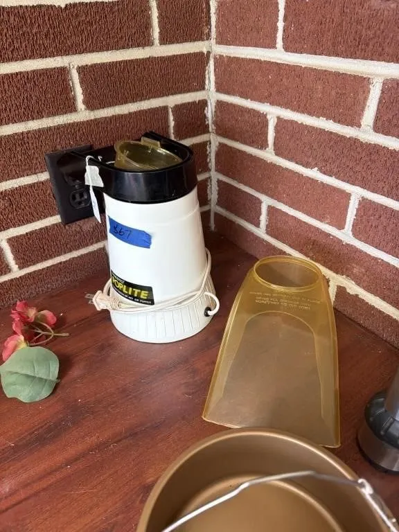 Popcorn maker, big flashlight, and pan