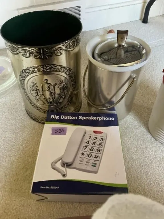 Big Button Speakerphone in box, Ice Bucket, Decora
