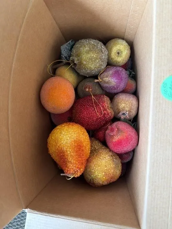 Box of tree ornaments