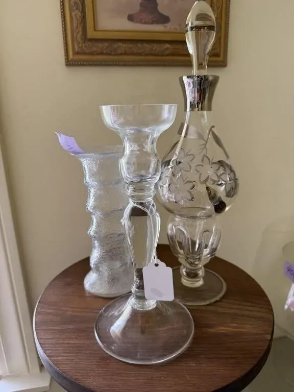 Vintage Bohemia Crystal decanter/ Crystal candlest