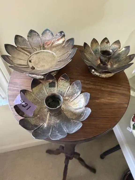 Reed and Barton Lotus flower Bowls/ Candle stick h