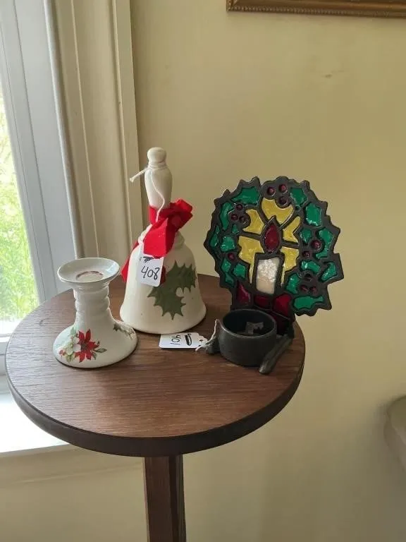 Christmas Decor Candle Holders and Bell