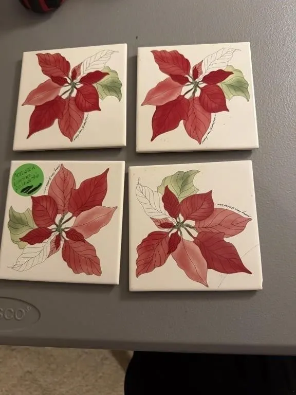 Vintage coasters poinsettia
