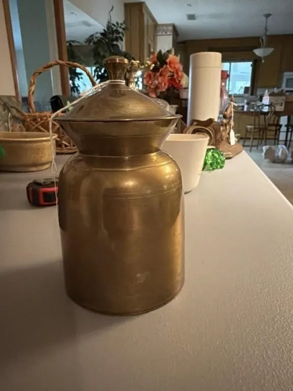 Vintage solid brass lidded container