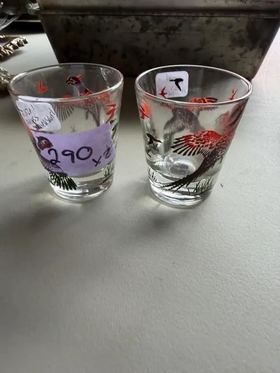 Hazel Atlas Pheasant Shot Glasses