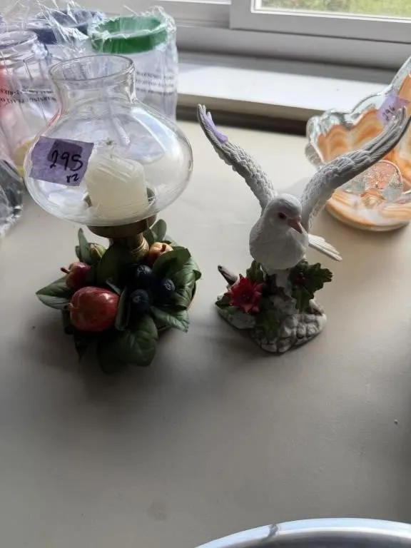 Candle Holder and Bird Decor