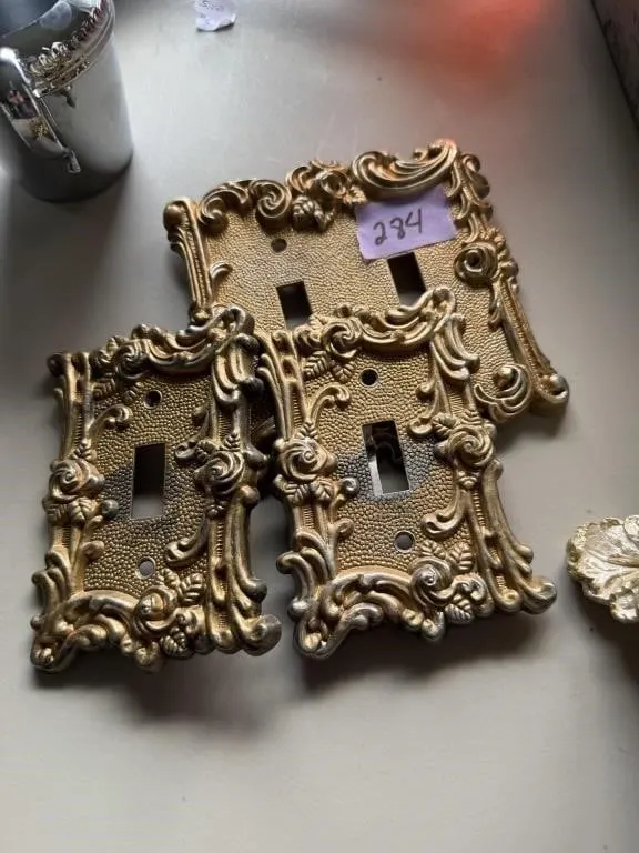 Gold Colored Wall Plates 1 Double/2 Single