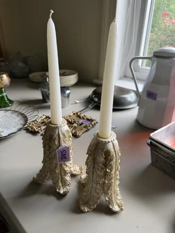 vintage style taper candle holder set