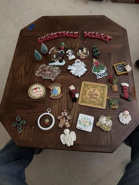 Box lot of Christmas magnet ornaments