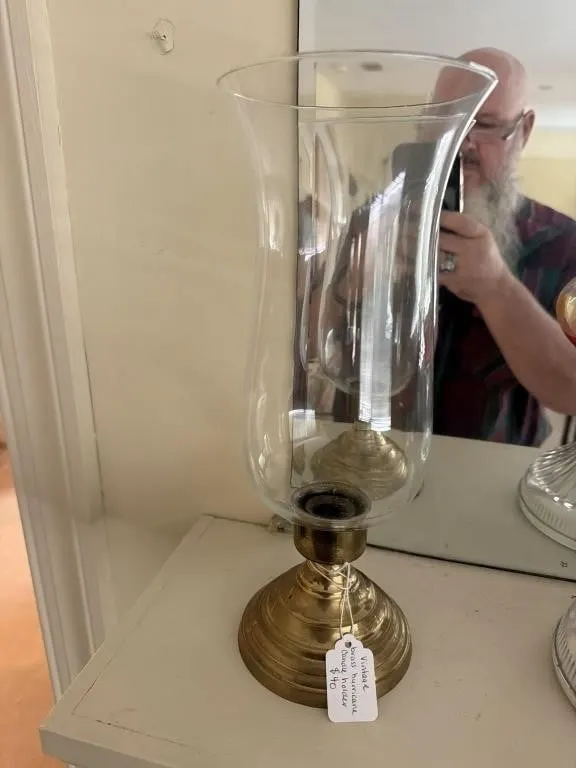 Vintage glass hurricane candle holder