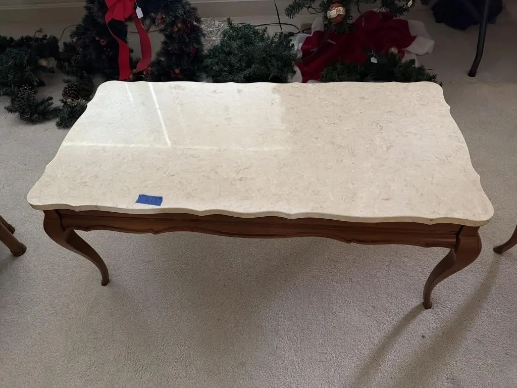 Coffee table with marble top