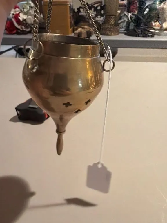 Hanging brass incense burner