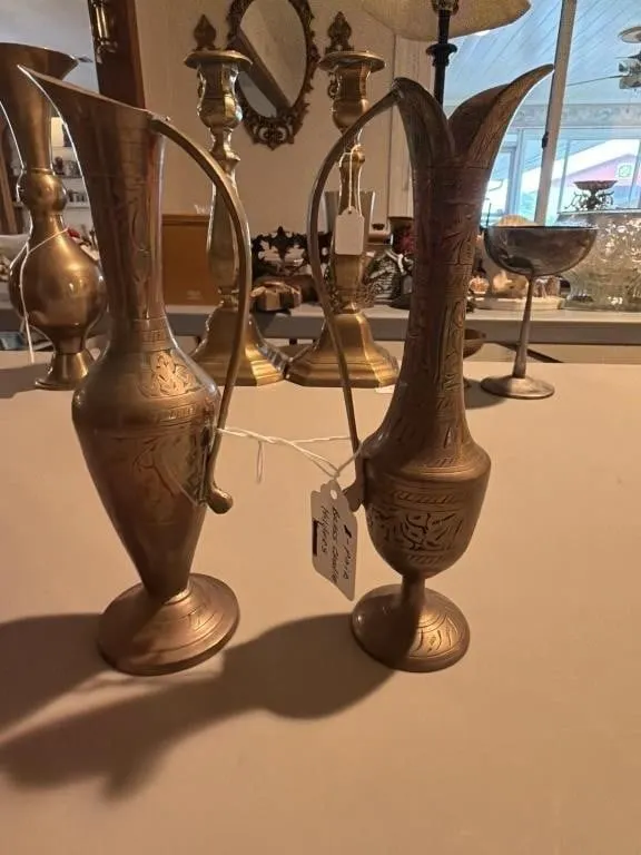 Pair brass candle holders