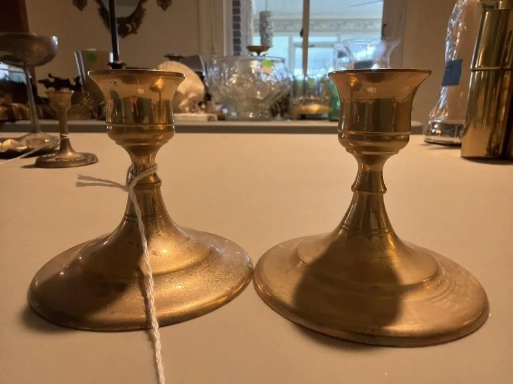 Pair of brass candle holders