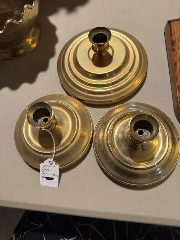Pair of brass candle holders