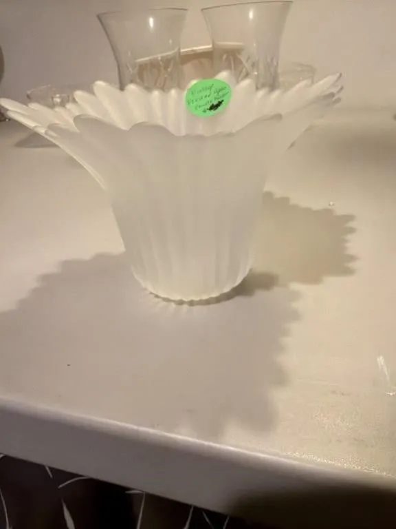 Vintage frosted glass candle holder