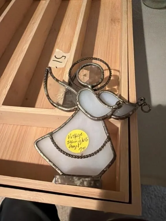 This vintage stained glass angel figurine